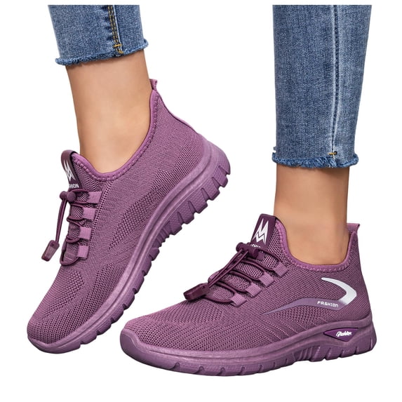 Work Shoes for Women Non Slip Breathable Walking Sneakers Lightweight Unisex Shoes for Nursing Running Casual Wear Purple Size 7.5