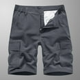 thumbnail image 1 of Work Shorts Men Casual Solid Zipper Button Pockets Elastic Waist Cropped Cargo Shorts Shorts for Work Men Dark Gray 2XL, 1 of 8