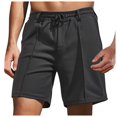 thumbnail image 1 of Work Shorts Men European Solid Color Drawstring Waistband Pineapple Grid Business Beach Shorts Men Shorts Athletic Black M, 1 of 5