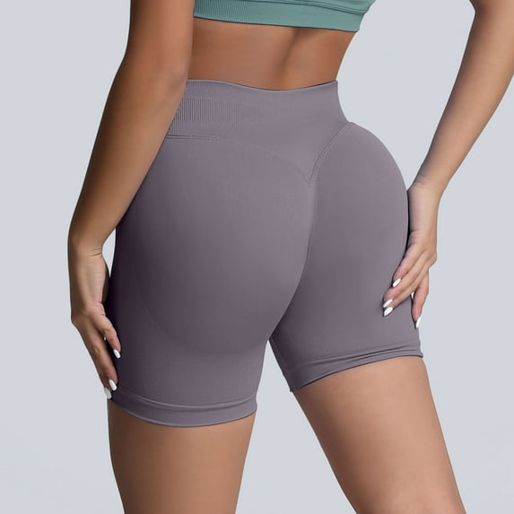 Work Out Shorts Women,Womens Shorts Athletic,Work Out Shorts Gym for Women,OHGOD Women's Solid-Color Seamless Yoga Shorts, Butt-Lifting Design, Soft, Stretchy, Ideal for Running & Gym - BR - XL