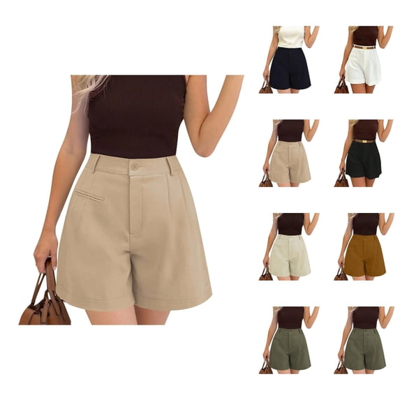 Work Shorts for Women Summer High Waisted Wide Leg Loose Fit Flowy A Line Businees Casual Shorts