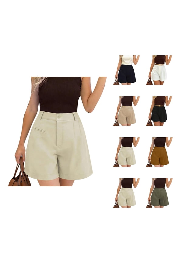 Work Shorts for Women Summer High Waisted Wide Leg Loose Fit Flowy A Line Businees Casual Shorts