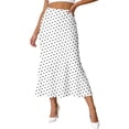 thumbnail image 1 of Work Skirts for Women Front Slit Striped Breathable Flowy Maxi Skirt Summer Boho Pleated Beach Long Skirts with Pockets, 1 of 5