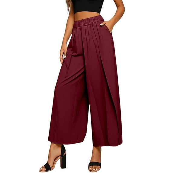 Work Slacks Women Womens Casual Pants Wide Leg Trousers With Elastic Cropped Culottesâ Women's Casual Pants XXL