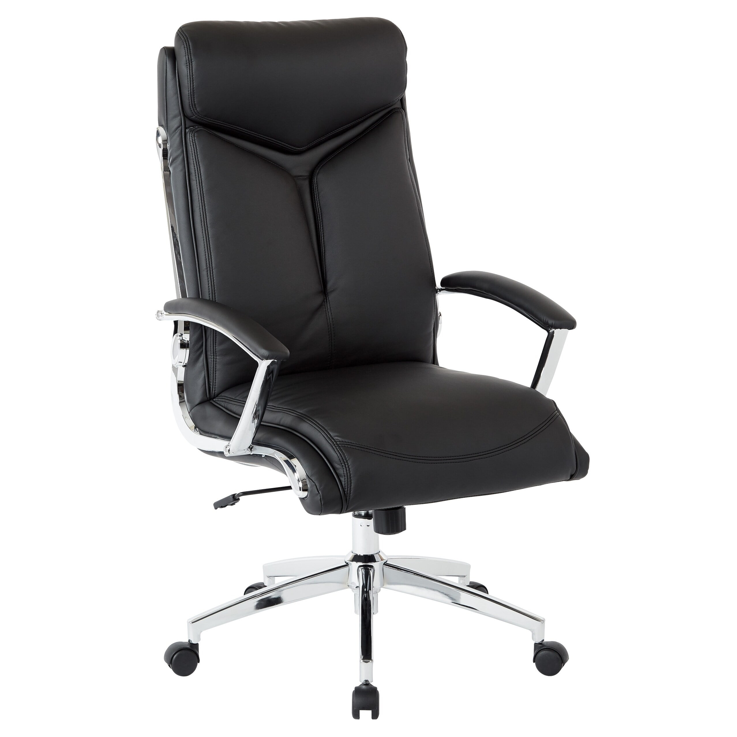 Black Faux Leather High Back Executive Swivel Chair with Chrome Base
