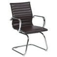 thumbnail image 1 of Work Smart Mid Back Chocolate Faux Leather Office Chair with Chrome Arms and Sled Base, 1 of 3