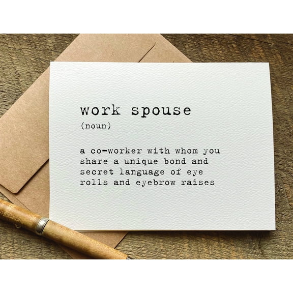 Work Spouse Greeting Card  Perfect for Celebrating Your Work Bestie  Unique Definition Design  Blank Inside with Envelope  Great for Appreciation, Birthdays, or Just Because
