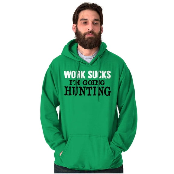 Work Sucks Going Hunting Funny Unisex Plus Fleece Graphic Hoodie Brisco Brands 2X