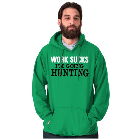 Work Sucks Going Hunting Funny Unisex Plus Fleece Graphic Hoodie Brisco Brands 2X