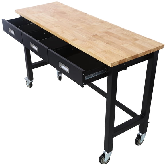 Work Table With Drawer And Rolling Functionality For Garage Heavy Duty Wheels Efficient