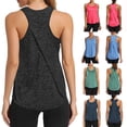 thumbnail image 1 of Work Out Tank Tops for Women Sleeveless Cropped Tank Tops Scoop Neck Undershirt Tennis Yoga Athletic Running Shirts Oversized Racerback Breathable Tee (Light blue,S), 1 of 7
