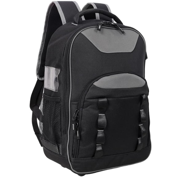 Work Tool Bag with Multi-Use Pockets, Tool Backpack, 18 Inch 55lbs Load Capacity Backpack Tool Bag, 600D Oxford Cloth Back Pack, Multiple Pockets Organizer for Electricians Technicians (Black)