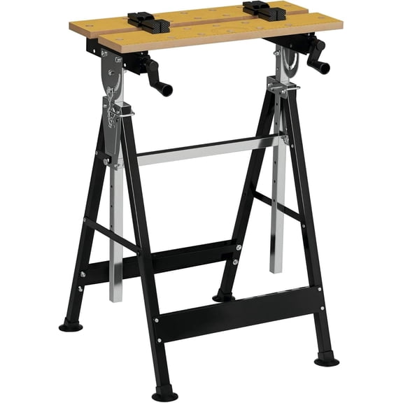 Work Tool Stand with Adjustable Height and Angle, Carpenter Saw Table with 4 Clamps, Steel Frame, 220lbs Capacity