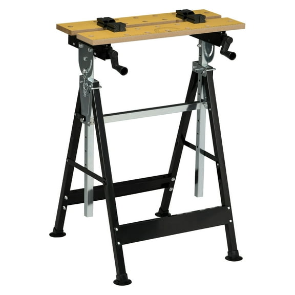 Work Tool Stand with Adjustable Height and Angle, Carpenter Saw Table with 4 Clamps, Steel Frame, 220lbs Capacity
