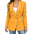 thumbnail image 1 of Work Tops for Women Womens Casual Blazer Open Front Long Sleeve Turndown Collar Solid Button Work Office Blazer Tops Yellow S, 1 of 6