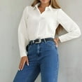 thumbnail image 1 of Work Tops for Womens Dressy Casual Long Sleeve Button Down Shirts Collared Comfort Business Office Blouses, White, S, 1 of 7