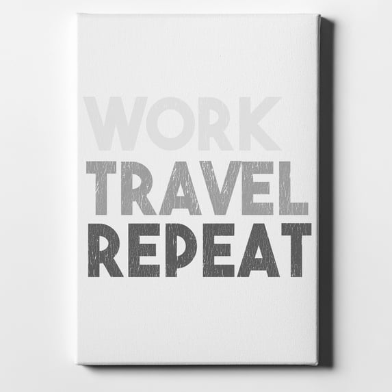 Work Travel Repeat - 11" x 14" - Decorative Canvas Wall Art - White Edge - 5/8" Gallery Wrapped