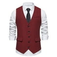 thumbnail image 1 of Work Vest For Men Qiggri Men Fashion Retro Have Pockets-Breasted V-Neck Vest Tops Blouse Mens Suit Vest, 1 of 9