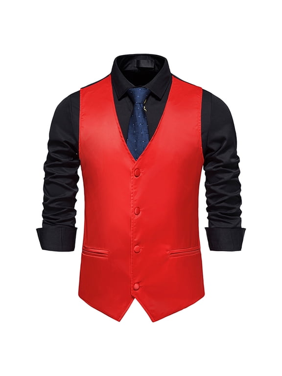 Work Vest For Men Qiggri Men Solid Fashion Have Pockets Breasted Stage Costume Vest Tops Blouse Mens Suit Vest