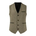 thumbnail image 1 of Work Vest For Men Qiggri Men Solid Fashion Lattice Have Pockets Breasted Vest Tops Blouse Mens Suit Vest, 1 of 4