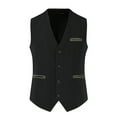 thumbnail image 1 of Work Vest For Men Qiggri Men Solid Fashion Lattice Have Pockets Breasted Vest Tops Blouse Mens Suit Vest, 1 of 3
