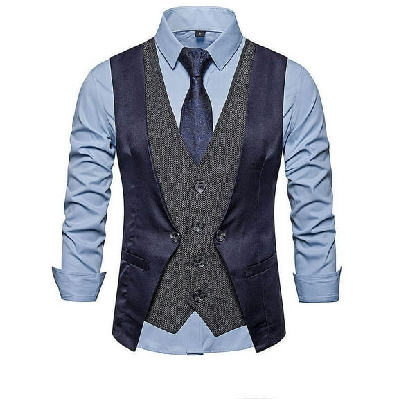 Work Vest For Men Qiggri New Splicing Fake Two-Piece Breasted Top Casual Men's Suit Top Mens Suit Vest