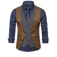 thumbnail image 1 of Work Vest For Men Qiggri New Splicing Fake Two-Piece Breasted Top Casual Men's Suit Top Mens Suit Vest, 1 of 4