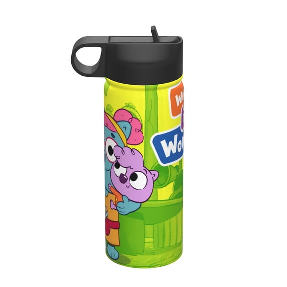 Work It Out Wombats! Kids Insulated Water Bottle With Straw - 18 Oz Stainless Steel Double Wall Vacuum Cup, Leakproof, Bpa Free, Suitable For Boys And Girls