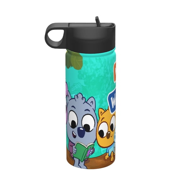 Work It Out Wombats! Kids Insulated Water Bottle With Straw - 18 Oz Stainless Steel Double Wall Vacuum Cup, Leakproof, Bpa Free, Suitable For Boys And Girls