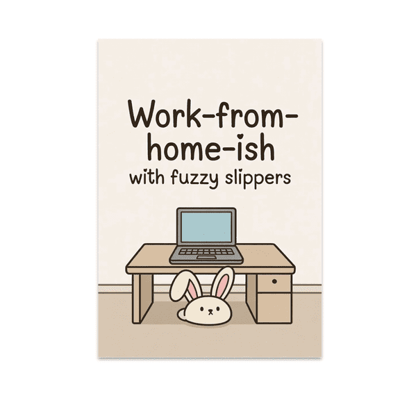 Work-from-Home-Ish with Fuzzy Slippers - Remote Work Enthusiast - 13x19 Poster Print