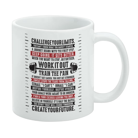 Work it Out Train Pain Motivational Inspirational White Mug
