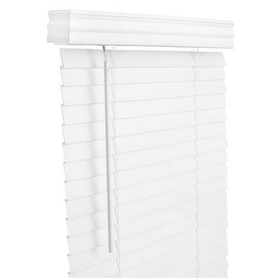 Work-of-Art Faux Wood Blinds Polyester Cordless Design Window Blind, White, 34" x 60"
