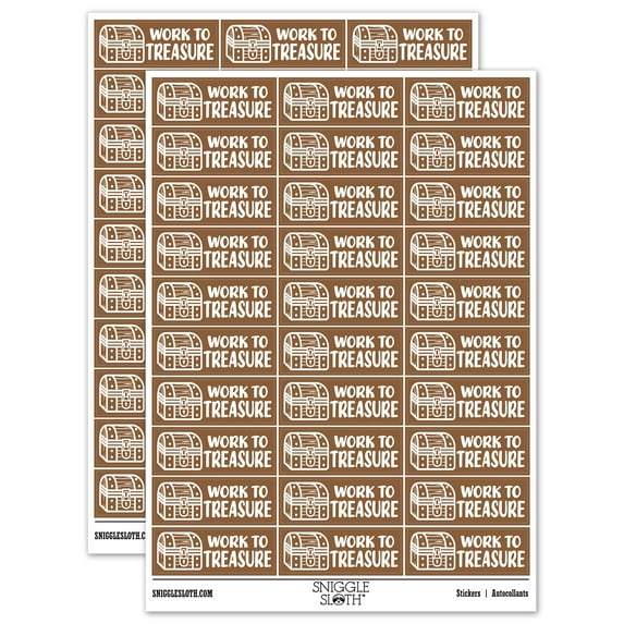 Work to Treasure Teacher Student School Sticker Set - Brown - Gloss Finish - 1.75" Medium