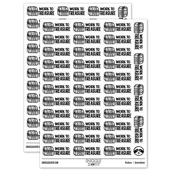 Work to Treasure Teacher Student School Sticker Set - White - Matte Finish - 1.5" Small