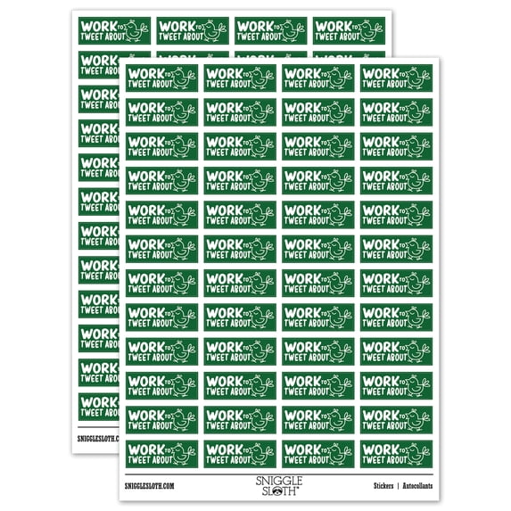 Work to Tweet About Bird Teacher Student School Sticker Set - Dark Green - Matte Finish - 1.25" Mini