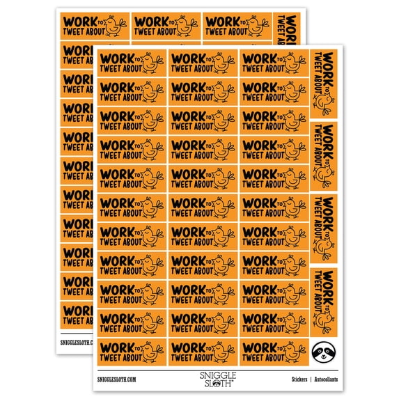 Work to Tweet About Bird Teacher Student School Sticker Set - Orange - Matte Finish - 1.5" Small
