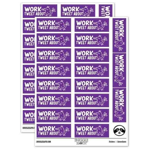 Work to Tweet About Bird Teacher Student School Sticker Set - Purple - Gloss Finish - 2.00" Large