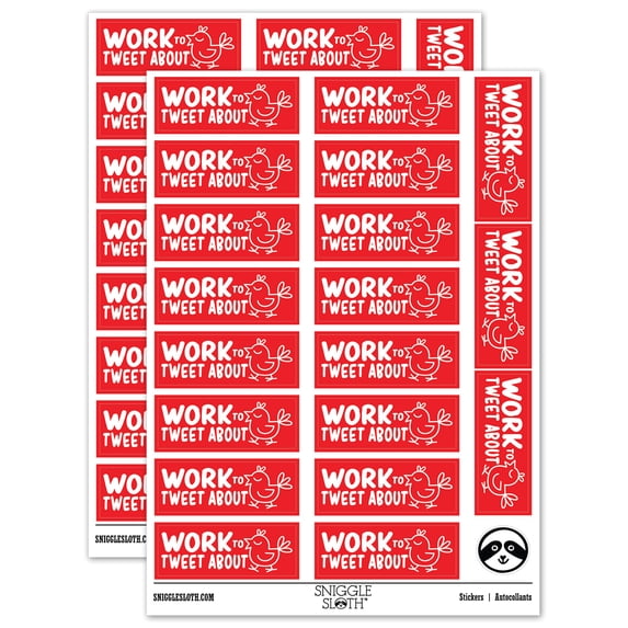 Work to Tweet About Bird Teacher Student School Sticker Set - Red - Gloss Finish - 2.00" Large