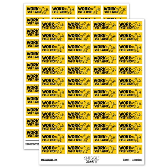 Work to Tweet About Bird Teacher Student School Sticker Set - Yellow - Gloss Finish - 1.25" Mini
