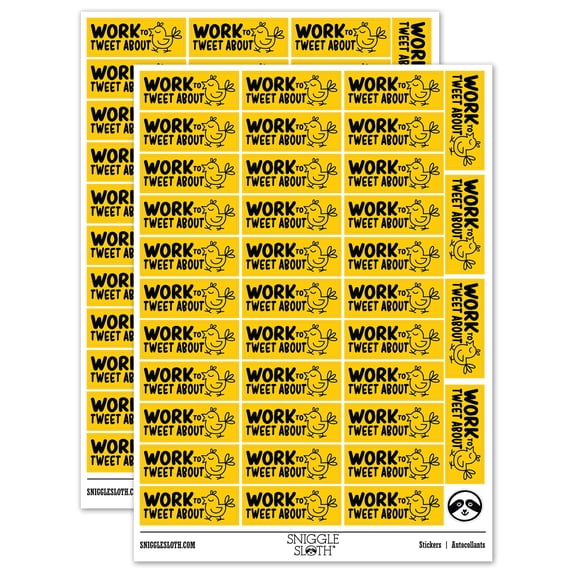 Work to Tweet About Bird Teacher Student School Sticker Set - Yellow - Gloss Finish - 1.5" Small