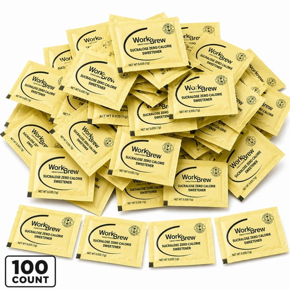 WorkBrew Sucralose Sweetener Packets, 100 Count, Zero Calorie Sugar Substitute for Coffee, Tea & Beverages, Easy Portion Control, Kosher