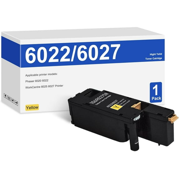 WorkCentre 6027 Phaser 6022 Yellow Toner Cartridges 1 Pack - 106R02758 Toner Cartridges Replacement for Xerox 6022 6027 Printer