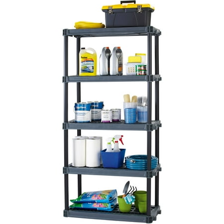 WorkChoice 5-Shelf Heavy Duty Plastic Storage Unit, Black