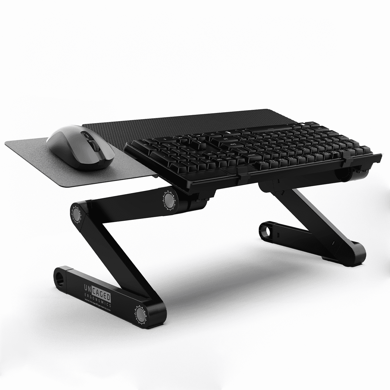 WorkEZ Adjustable Keyboard Stand, On-Desk Keyboard and Mouse Riser, 2.3 to 18 in., Foldable Aluminum, Black