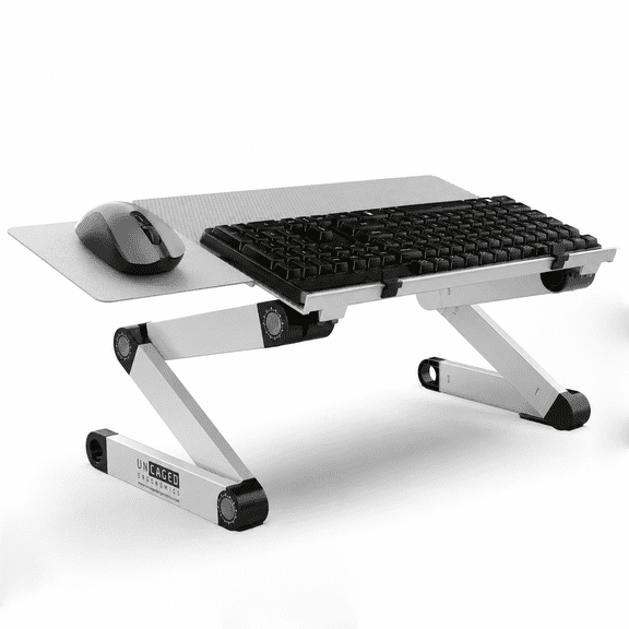 WorkEZ Adjustable Keyboard Stand, On-Desk Keyboard and Mouse Riser, 2.3 to 18 in., Foldable Aluminum, Silver
