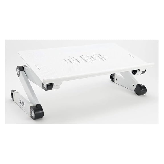 WorkEZ Adjustable Laptop Stand for Desk, Laptop Stand Adjustable Height, Foldable Aluminum Cooling Computer Holder & Riser for Desk Bed, White, XL