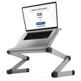 thumbnail image 1 of Adjustable Laptop Cooling Stand with Dual Fans & USB Ports – WorkEZ Executive Foldable Aluminum Laptop Desk for Bed, Couch & Office, Ergonomic Riser for Laptops up to 17”, 1 of 10