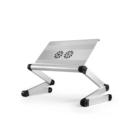 WorkEZ Executive Cooling Laptop Stand, Dual Fans, 3-Port USB-A Hub, Adjustable 2-24 in, Silver