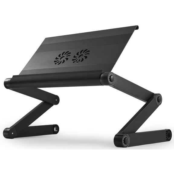 WorkEZ Executive Cooling Laptop Stand, Dual Fans, 3-Port USB-A Hub, Adjustable 2-24 in, Black