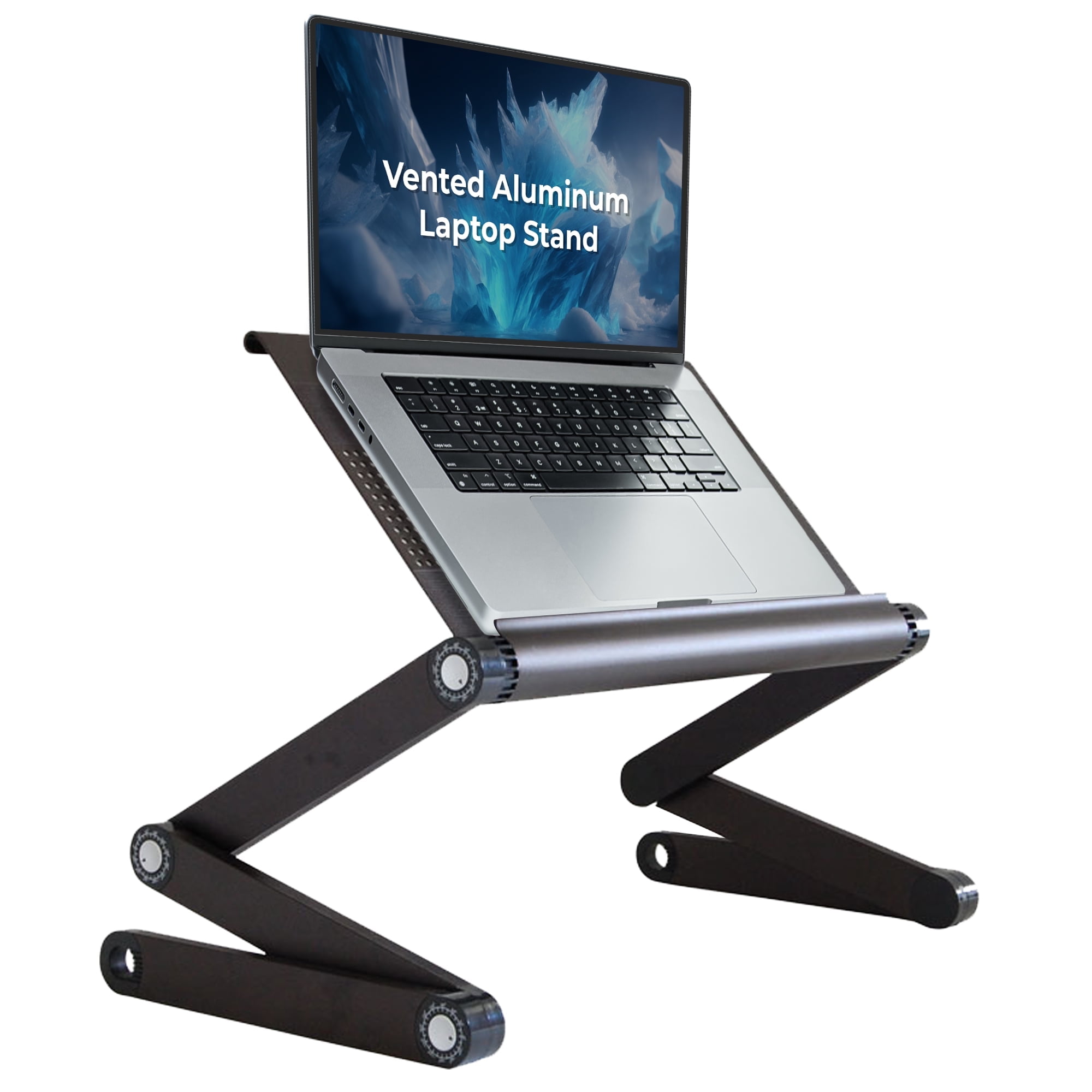 Adjustable Laptop Stand for Desk and Bed – WorkEZ Executive Aluminum Laptop Riser with Ergonomic Height & Tilt, Cooling Panel, and Portable Lap Desk Design